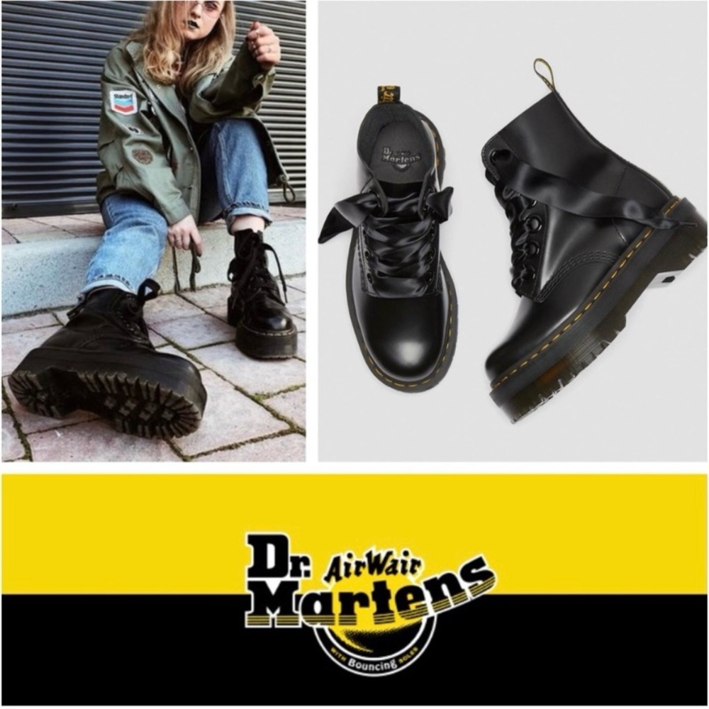 Dr.Martens Molly Quad Platform Lace-Up Boots With D-rings eyelets size 8
